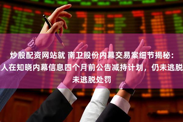 炒股配资网站就 南卫股份内幕交易案细节揭秘：实控人在知晓内幕信息四个月前公告减持计划，仍未逃脱处罚